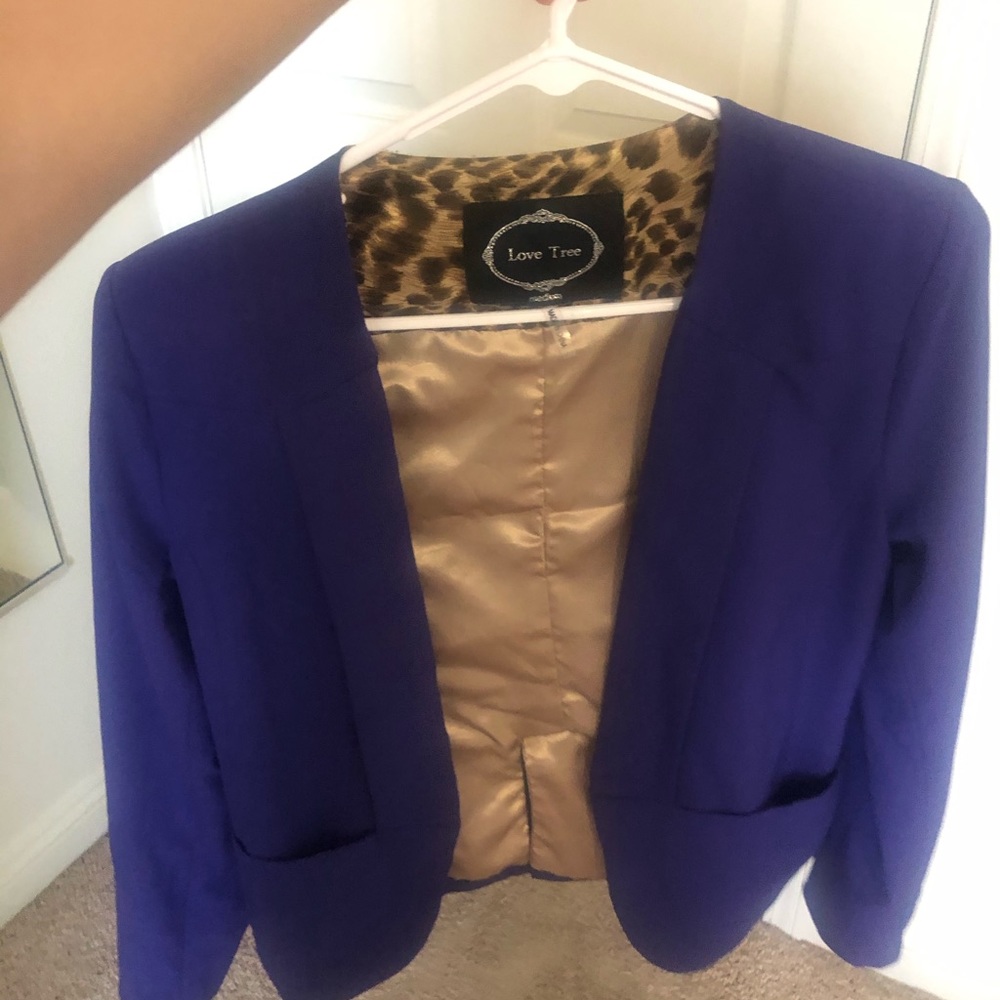 Purple blazer with leopard lining